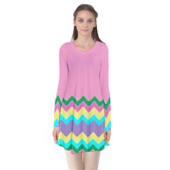 Easter Chevron Pattern Stripes Flare Dress by Amaryn4rt