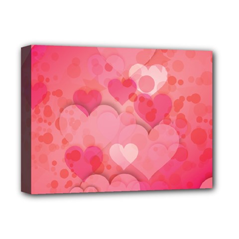 Hearts Pink Background Deluxe Canvas 16  X 12   by Amaryn4rt