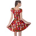 Red Flower Floral Tree Leaf Red Purple Green Gold Cap Sleeve Dresses View2