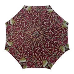 Crewel Fabric Tree Of Life Maroon Golf Umbrellas by Amaryn4rt