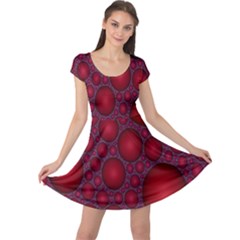 Voronoi Diagram Circle Red Cap Sleeve Dresses by Alisyart