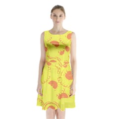 Circles Lime Pink Sleeveless Chiffon Waist Tie Dress by Alisyart