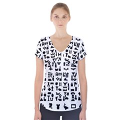 Anchor Puzzle Booklet Pages All Black Short Sleeve Front Detail Top by Simbadda