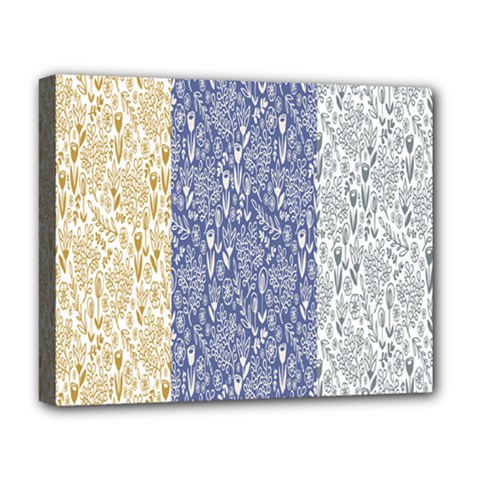 Flower Floral Grey Blue Gold Tulip Deluxe Canvas 20  X 16   by Alisyart
