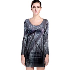 Fractal Art Picture Definition  Fractured Fractal Texture Long Sleeve Bodycon Dress by Simbadda