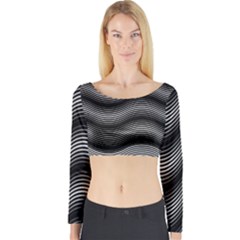 Two Layers Consisting Of Curves With Identical Inclination Patterns Long Sleeve Crop Top by Simbadda