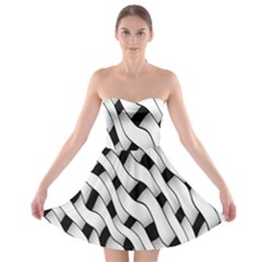 Black And White Pattern Strapless Bra Top Dress by Simbadda