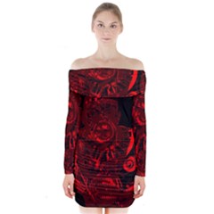 Warrior - Red Long Sleeve Off Shoulder Dress by Valentinaart