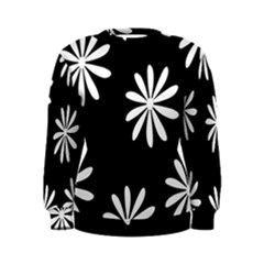 Black White Giant Flower Floral Women s Sweatshirt by Alisyart