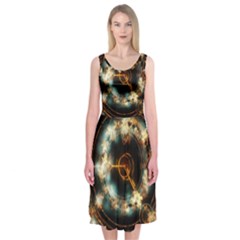 Science Fiction Energy Background Midi Sleeveless Dress by Simbadda