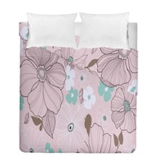 Background Texture Flowers Leaves Buds Duvet Cover Double Side (full/ Double Size) by Simbadda