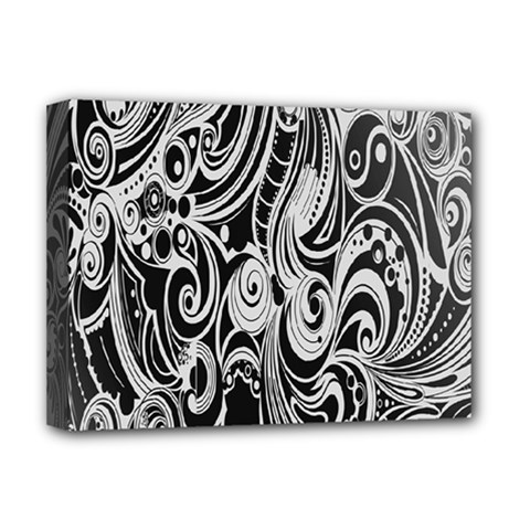 Black White Pattern Shape Patterns Deluxe Canvas 16  X 12   by Simbadda