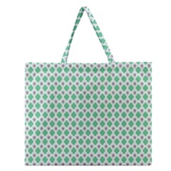 Crown King Triangle Plaid Wave Green White Zipper Large Tote Bag by Alisyart