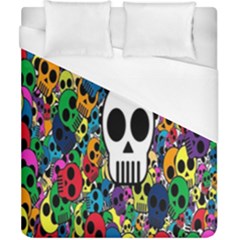 Skull Background Bright Multi Colored Duvet Cover (california King Size) by Simbadda