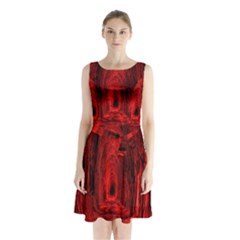 Tunnel Red Black Light Sleeveless Chiffon Waist Tie Dress by Simbadda