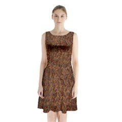 Texture Background Rust Surface Shape Sleeveless Chiffon Waist Tie Dress by Simbadda