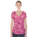 Floral pattern Short Sleeve Front Detail Top View1