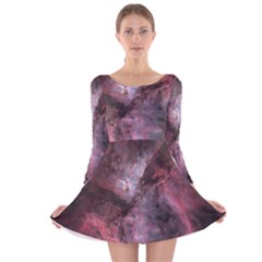 Carina Peach 4553 Long Sleeve Velvet Skater Dress by SpaceShop