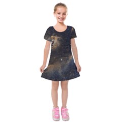 Seagull Nebula Kids  Short Sleeve Velvet Dress by SpaceShop