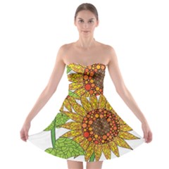 Sunflowers Flower Bloom Nature Strapless Bra Top Dress by Simbadda
