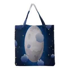 Cloud Moon Star Blue Sky Night Light Grocery Tote Bag by Alisyart