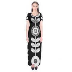 Floral Pattern Seamless Background Short Sleeve Maxi Dress by Simbadda