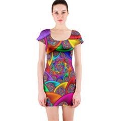 Color Spiral Short Sleeve Bodycon Dress by Simbadda