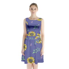 Floral Flower Rose Sunflower Star Leaf Pink Green Blue Yelllow Sleeveless Chiffon Waist Tie Dress by Alisyart