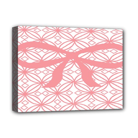 Pink Plaid Circle Deluxe Canvas 16  X 12   by Alisyart