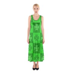 Fabric Shamrocks Clovers Sleeveless Maxi Dress by Simbadda