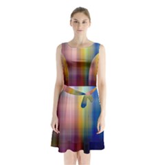 Colorful Abstract Background Sleeveless Chiffon Waist Tie Dress by Simbadda