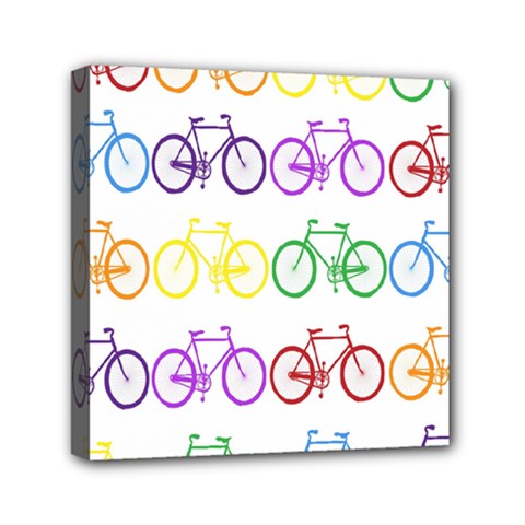 Rainbow Colors Bright Colorful Bicycles Wallpaper Background Mini Canvas 6  X 6  by Simbadda