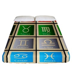 Set Of The Twelve Signs Of The Zodiac Astrology Birth Symbols Fitted Sheet (california King Size) by Amaryn4rt