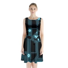 A Completely Seamless Background Design Circuitry Sleeveless Chiffon Waist Tie Dress by Amaryn4rt