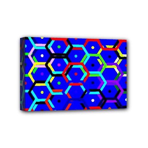 Blue Bee Hive Pattern Mini Canvas 6  X 4  by Amaryn4rt