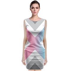 Flag X Blue Pink Grey White Chevron Classic Sleeveless Midi Dress by Alisyart