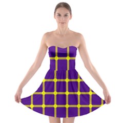 Optical Illusions Circle Line Yellow Blue Strapless Bra Top Dress by Alisyart