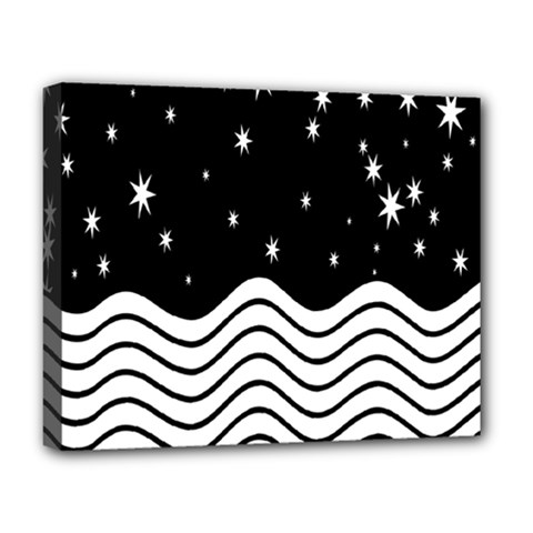 Black And White Waves And Stars Abstract Backdrop Clipart Deluxe Canvas 20  X 16   by Amaryn4rt
