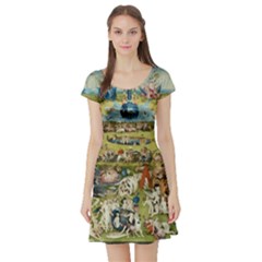 Hieronymus Bosch Garden Of Earthly Delights Short Sleeve Skater Dress by MasterpiecesOfArt
