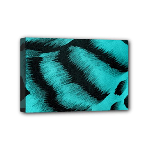 Blue Background Fabric Tiger  Animal Motifs Mini Canvas 6  X 4  by Amaryn4rt