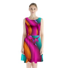 Fractal Wallpaper Color Pipes Sleeveless Chiffon Waist Tie Dress by Amaryn4rt