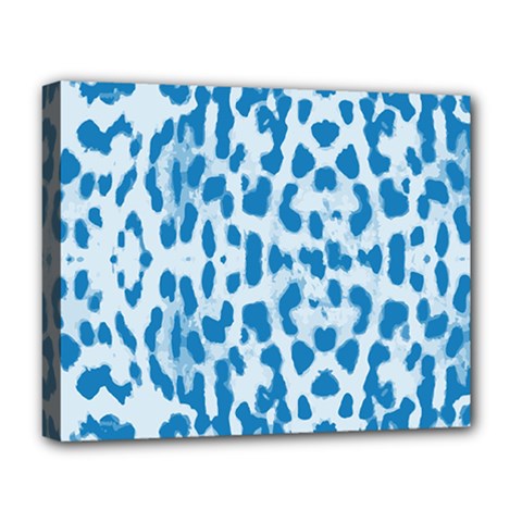Blue Leopard Pattern Deluxe Canvas 20  X 16   by Valentinaart