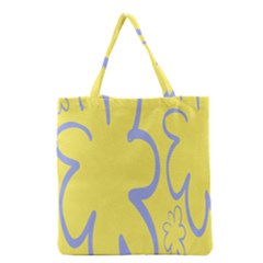 Doodle Shapes Large Flower Floral Grey Yellow Grocery Tote Bag by Alisyart