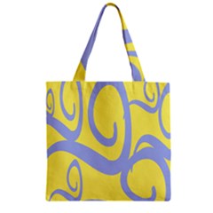 Doodle Shapes Large Waves Grey Yellow Chevron Zipper Grocery Tote Bag by Alisyart
