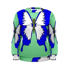 Draw Butterfly Green Blue White Fly Animals Women s Sweatshirt by Alisyart