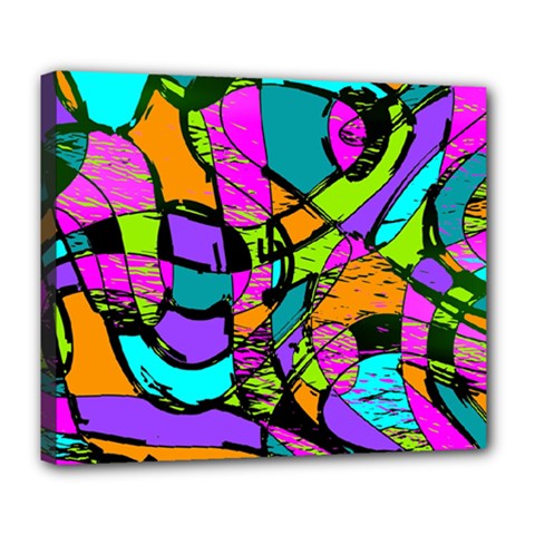Abstract Art Squiggly Loops Multicolored Deluxe Canvas 24  X 20   by EDDArt