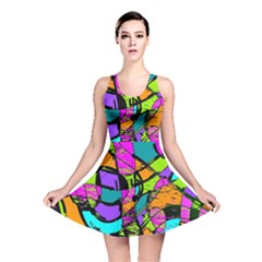Abstract Art Squiggly Loops Multicolored Reversible Skater Dress by EDDArt