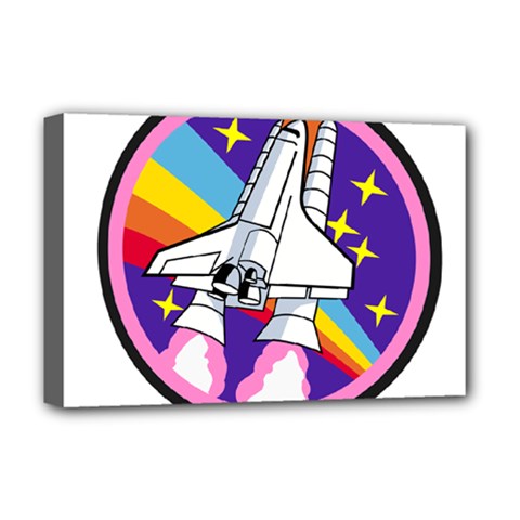 Badge Patch Pink Rainbow Rocket Deluxe Canvas 18  X 12   by Amaryn4rt