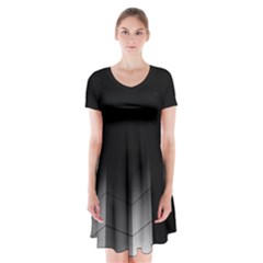 Wall White Black Abstract Short Sleeve V-neck Flare Dress by Amaryn4rt
