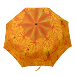 Bright Yellow Autumn Leaves Folding Umbrellas by Amaryn4rt